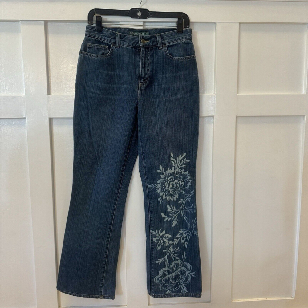 Vintage Lauren Jeans Ralph Lauren Bootcut Floral Print Cotton Dark Size:4 - Picture 12 of 13